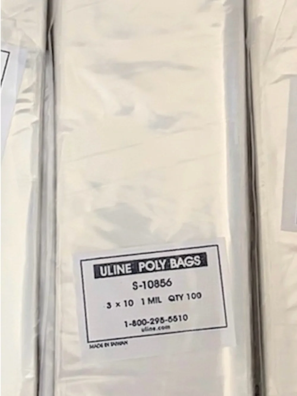 Uline Poly Bags S-10856 3” x 10” 1 Mil (500 pcs) NIB